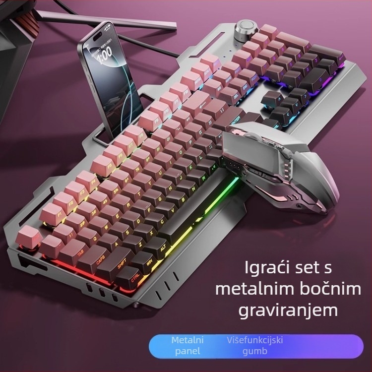 Set tipkovnice i miša s numeričkim blokom tipaka, USB kabel, ergonomski dizajn, duljina kabela 1,5 m, težina 844 g, za e-sport