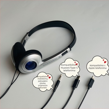 Žično slušalice za glavu s mikrofonom, 3.5 mm priključak, kabel 1.2 m, frekvencijski odziv 20 Hz–20 kHz, težina 121 g