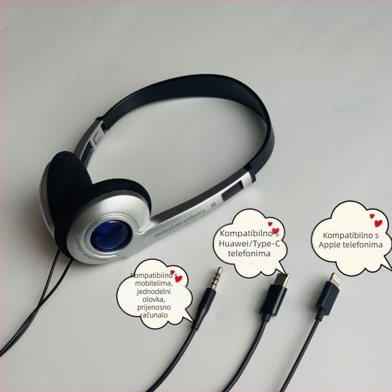 Žično slušalice za glavu s mikrofonom, 3.5 mm priključak, kabel 1.2 m, frekvencijski odziv 20 Hz–20 kHz, težina 121 g