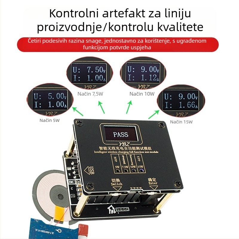 YBZ tester bežične punjenja – Qi2.2 autentikacija protokola, QC3.0 podrška, maksimalni izlaz 25W, digitalni prikaz, magnetsko punjenje