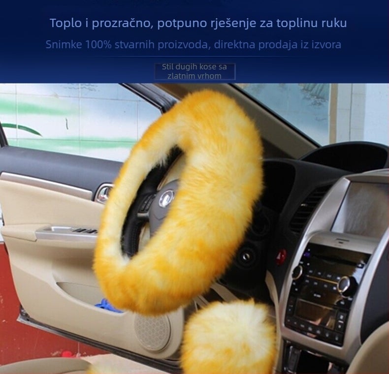 Mengsen navlaka za volan od vune, trodijelni set, zimska uporaba, univerzalna prilagodba