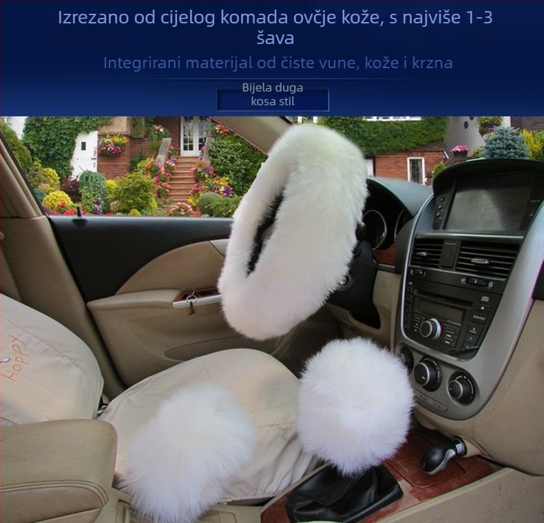 Mengsen navlaka za volan od vune, trodijelni set, zimska uporaba, univerzalna prilagodba