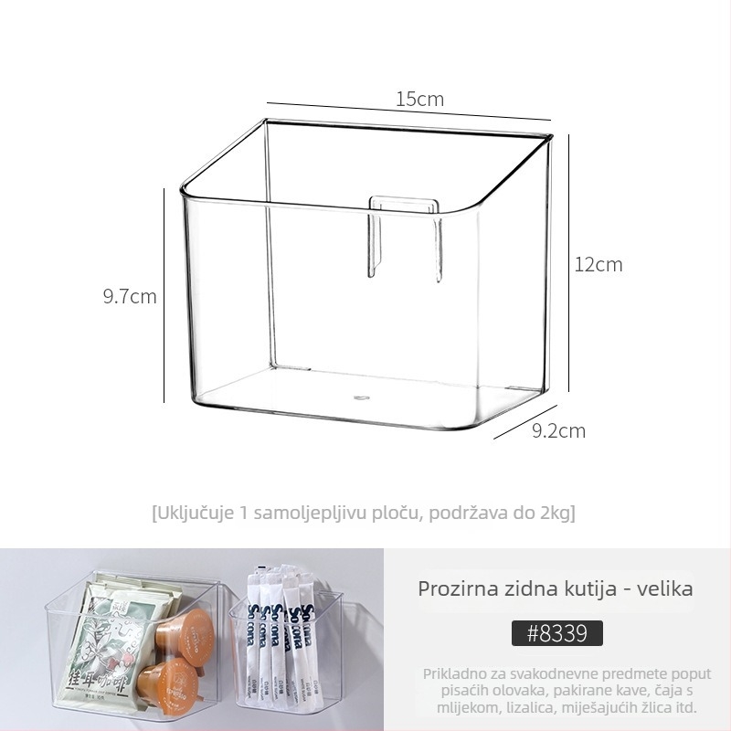 Kutija za skladištenje lijekova, zidna bez bušenja, višeslojni proziran dizajn, PET materijal, velik kapacitet