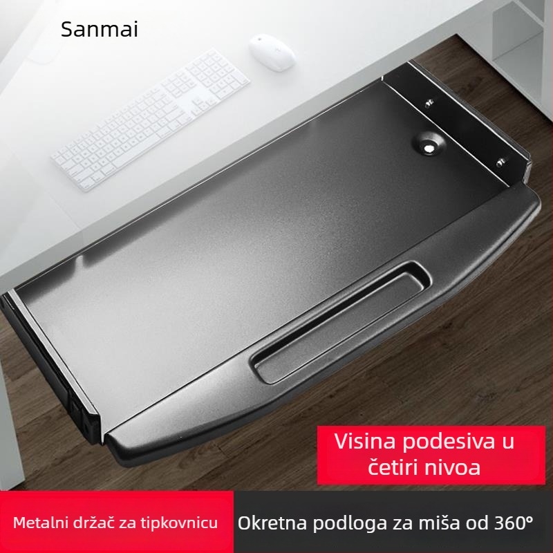 Podnostolna ploča za tipkovnicu ispod stola s izvučnim nosačem i vodilom za miš (Model SM/023; Stil: Moderan i minimalistički; Značka: Bez branda)