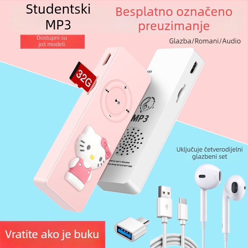 Mini MP3/MP4 glazbeni player – Prijenosni Walkman stil za studente