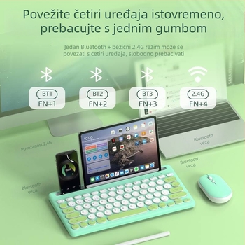 Bežični set tipkovnice i miša K004C - Dual-Mode, USB tipkovnica i USB miš, 1600 DPI, vodootporan