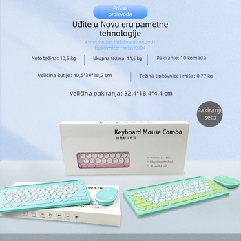 Bežični set tipkovnice i miša K004C - Dual-Mode, USB tipkovnica i USB miš, 1600 DPI, vodootporan