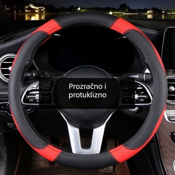 Kožna navlaka za volan, protuklizna i prozračna, univerzalna za sve sezone, promjer 39 cm, lagana
