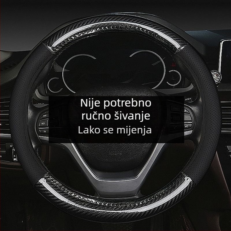 Kožna navlaka za volan, protuklizna i prozračna, univerzalna za sve sezone, promjer 39 cm, lagana