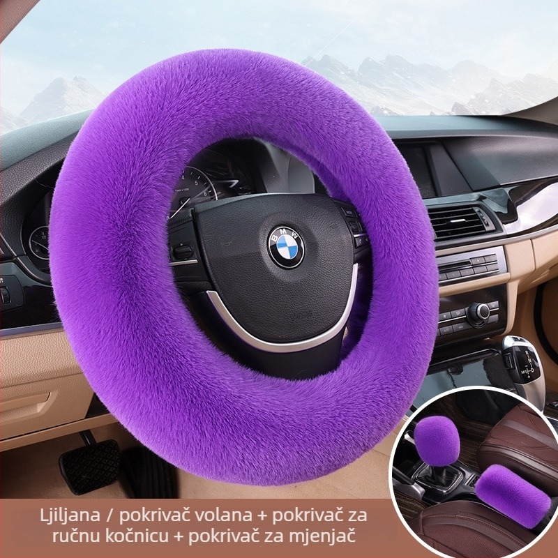 Navlaka za volan, zimski kratki pliš, protuisklizavajuće, univerzalna prilagodba, jednostavan stil