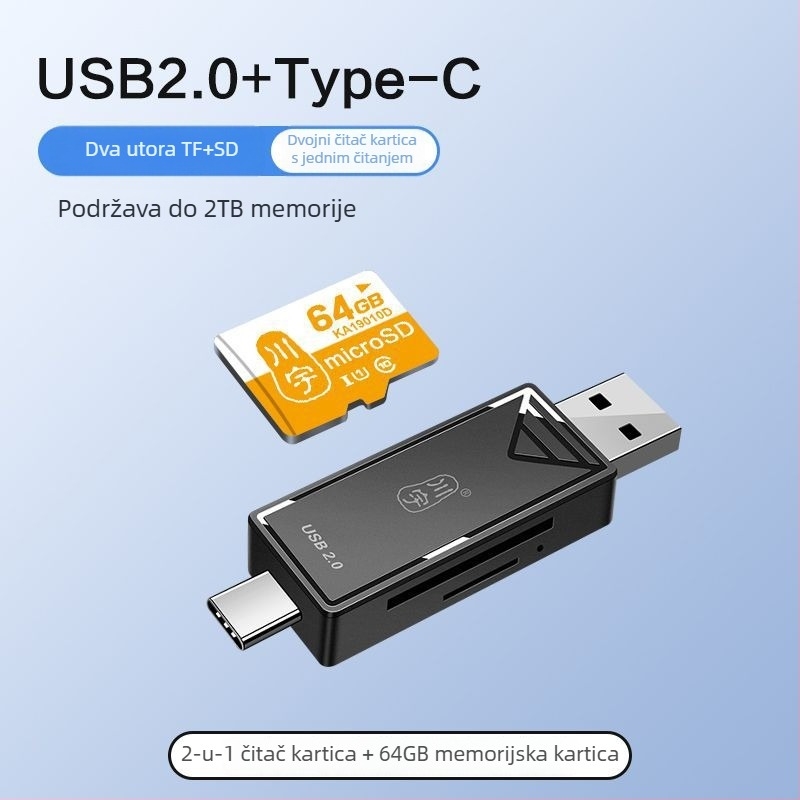 OTG čitač kartica USB 3.0 visoke brzine, Type-C sučelje i USB 2.0, podrška TF kartice