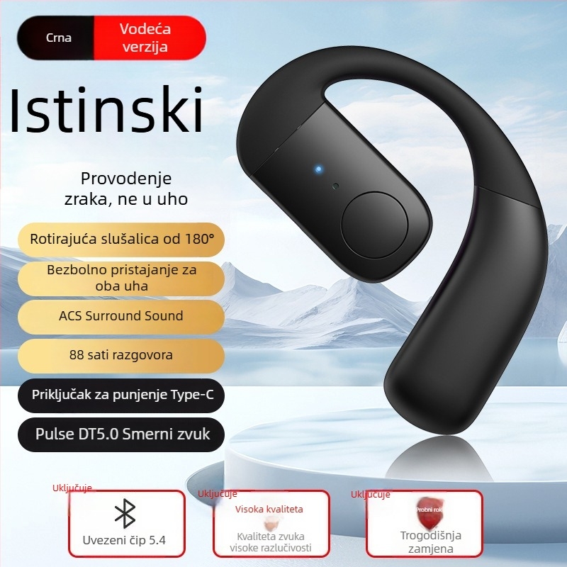 F22 Bežične Bluetooth slušalice, 2024 Novi model, kostna kondukcija, dizajn koji ne ulazi u uho, izuzetno duga trajnost baterije, za nošenje na lijevom ili desnom uhu, za vožnju