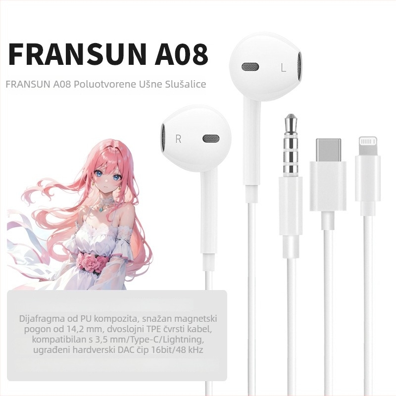 Žične in-ear slušalice s 14,2 mm dinamikom, ugrađeni mikrofon, 3,5 mm priključak, kabel 1,2 m