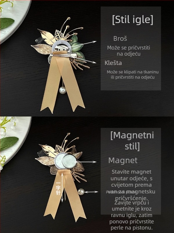 Magnetna corsage za mladoženju i djeveruše, šumski stil, osobni poklon, pogodno za Božić i useljenje