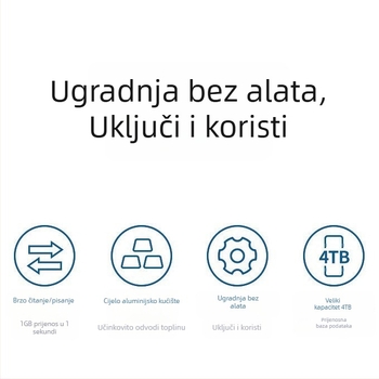 M.2 SSD kućište za NVMe/NGFF/SATA, aluminijsko kućište, podrška do 2TB, brzine prijenosa 10Gbps/5Gbps