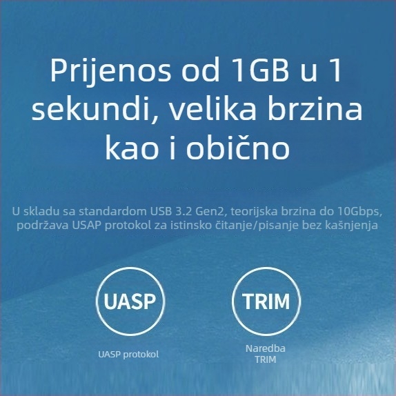 M.2 SSD kućište za NVMe/NGFF/SATA, aluminijsko kućište, podrška do 2TB, brzine prijenosa 10Gbps/5Gbps