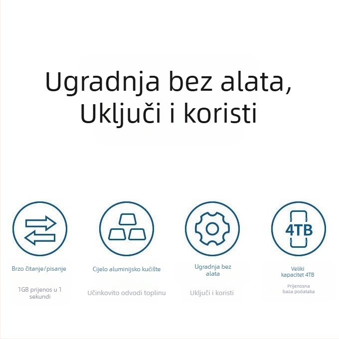 M.2 SSD kućište za NVMe/NGFF/SATA, aluminijsko kućište, podrška do 2TB, brzine prijenosa 10Gbps/5Gbps