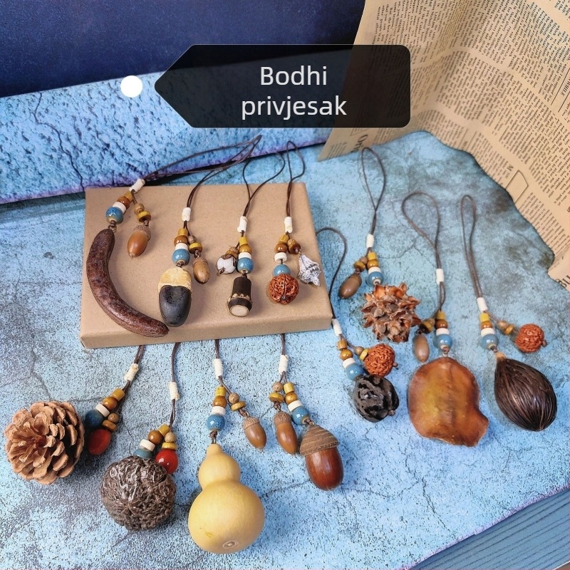 Privjesak za telefon i ključeve – nehrđajući čelik, ručno pleteno, proljeće 2025, prirodni stil, auto ukrasi