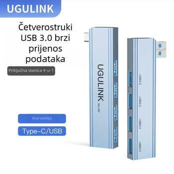 USB-C hub s 4 porta USB 3.0 za računalo