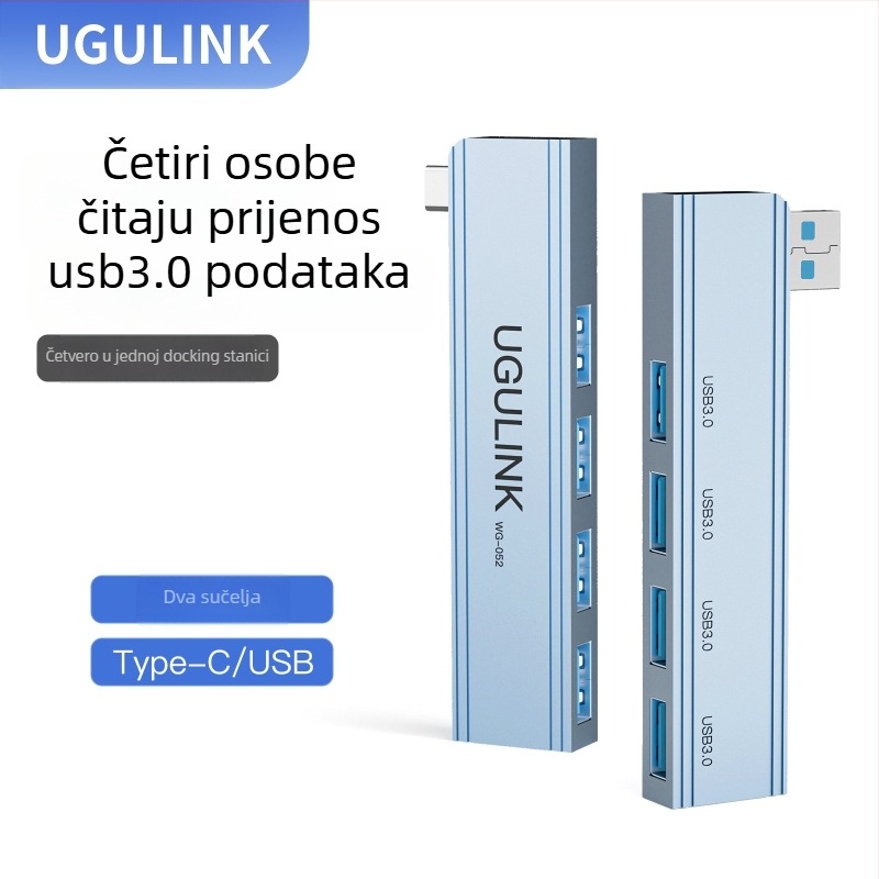 Type-C USB hub WG s četiri USB 3.0 porta — USB 3.0 sučelje, brzina prijenosa 3.0, bez vanjskog napajanja