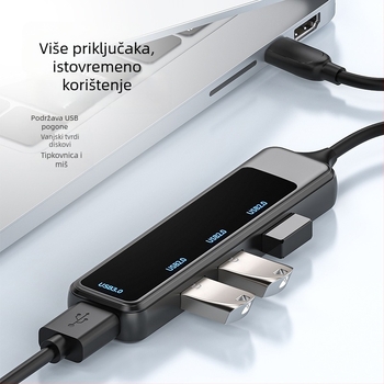 H-388 USB proširivački dock s vanjskim napajanjem, USB 3.0 hub, 1–4 priključka, Type-C čitač kartica