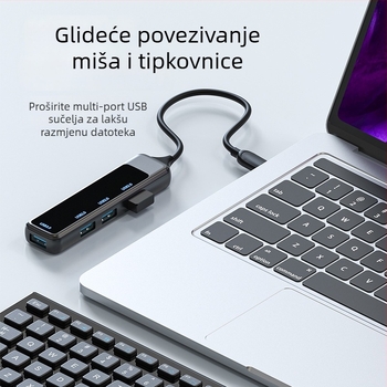 H-388 USB proširivački dock s vanjskim napajanjem, USB 3.0 hub, 1–4 priključka, Type-C čitač kartica