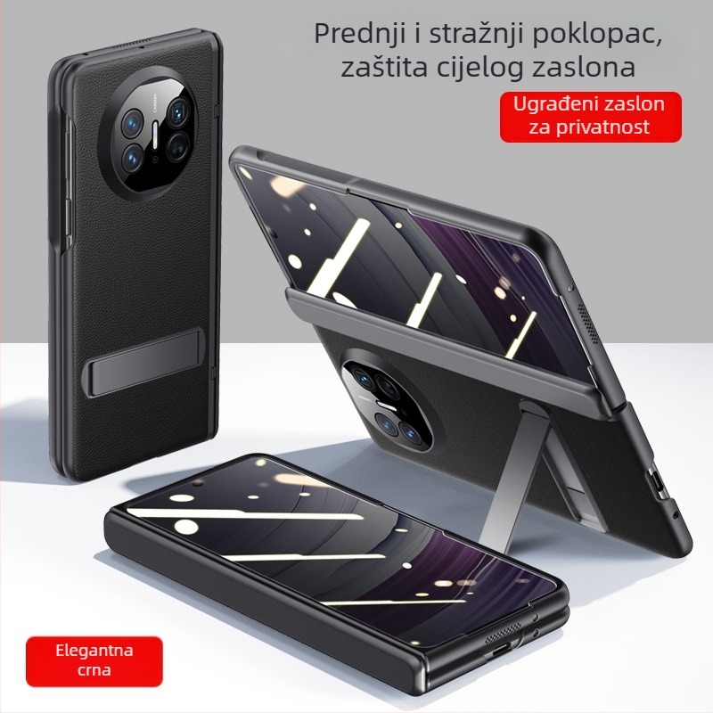 Huawei Mate X5 kožna flip futrola – minimalistički poslovni stil, otporna na padove, odvodi toplinu, otporna na habanje, otporna na otiske prstiju, crna