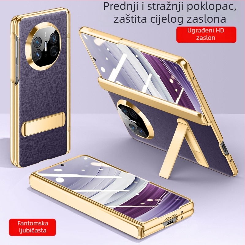 Huawei Mate X5 kožna flip futrola – minimalistički poslovni stil, otporna na padove, odvodi toplinu, otporna na habanje, otporna na otiske prstiju, crna