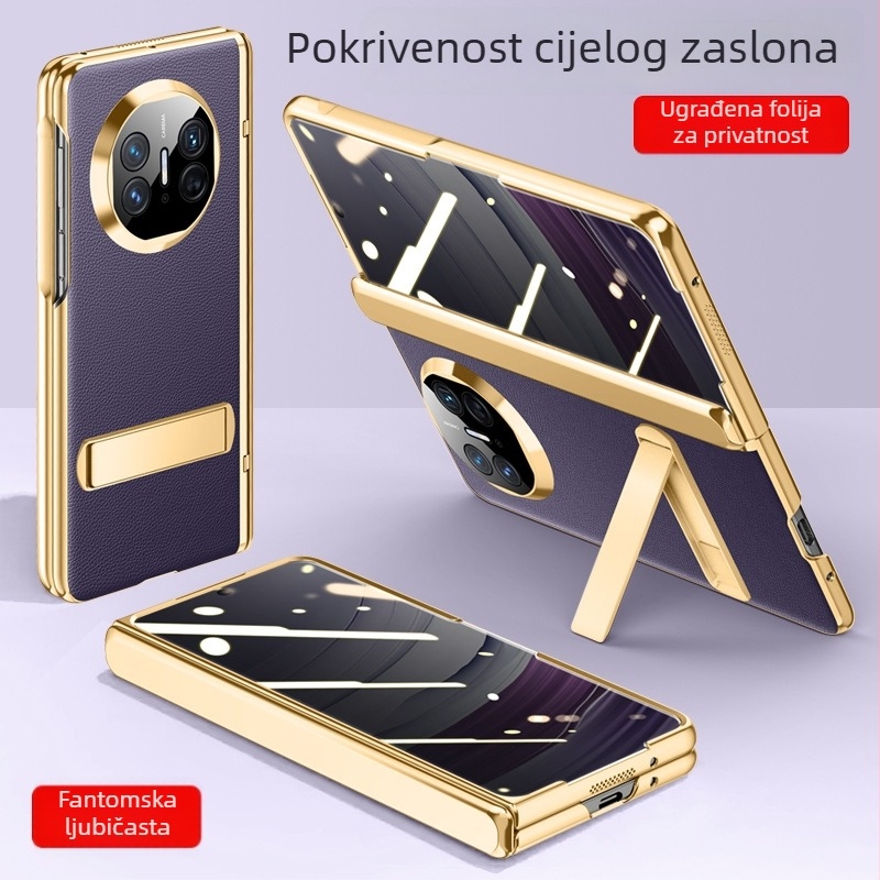 Huawei Mate X5 kožna flip futrola – minimalistički poslovni stil, otporna na padove, odvodi toplinu, otporna na habanje, otporna na otiske prstiju, crna