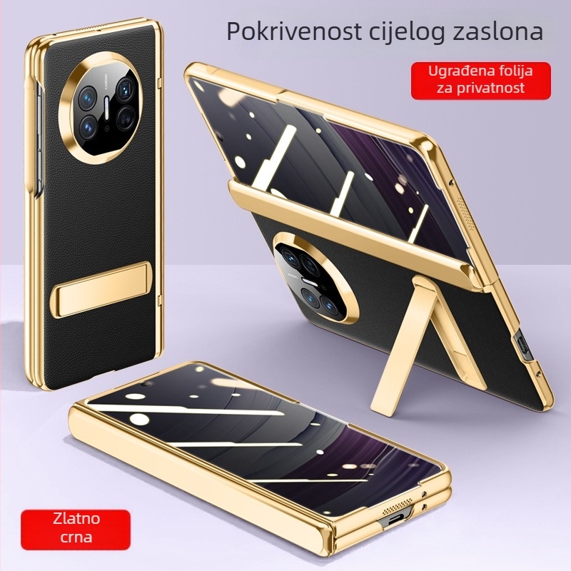 Huawei Mate X5 kožna flip futrola – minimalistički poslovni stil, otporna na padove, odvodi toplinu, otporna na habanje, otporna na otiske prstiju, crna