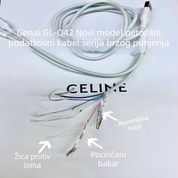 Gona USB-C podatkovni kabel brzog punjenja, 2 m, za iPhone 17, Android, Honor, Vivo, Huawei