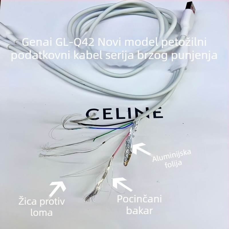 Gona USB-C podatkovni kabel brzog punjenja, 2 m, za iPhone 17, Android, Honor, Vivo, Huawei