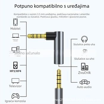 Audio produžni priključak 3,5 mm, muški na ženski, pozlaćeni, za slušalice