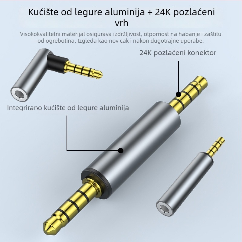 Audio produžni priključak 3,5 mm, muški na ženski, pozlaćeni, za slušalice