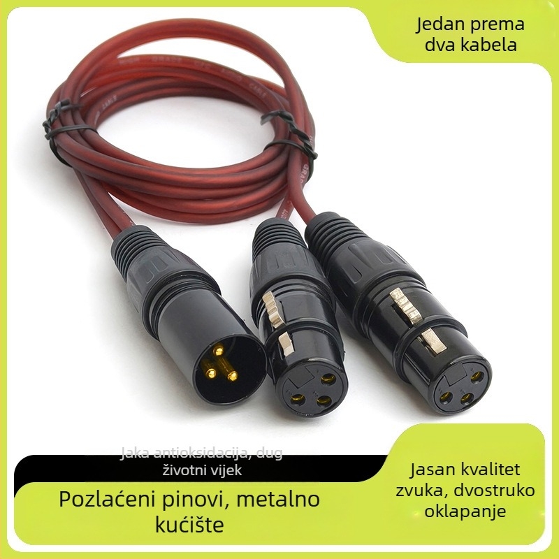 Kabel XLR ženski na XLR muški dvostrani; 6,5 mm na dvostruki RCA kabel; 6,35 mm na dvostruki XLR/RCA kabel jedan prema dva