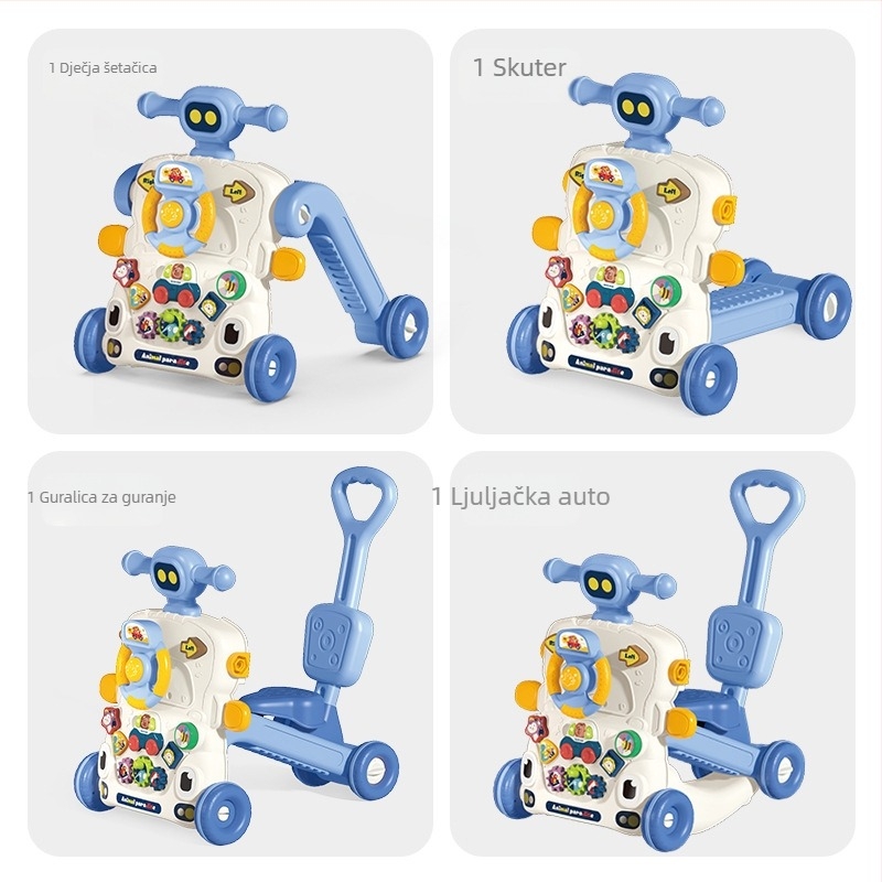 5-u-1 dječja hodalica-igračka: višenamjenski push i rocker kolica, plastična, za uzrast 0–3 godine