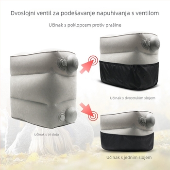 Miaosite MT501-3 napuhljiva podloga za stopala za putovanje na otvorenom, flokirana površina, ekološki PVC, težina 0.67 kg