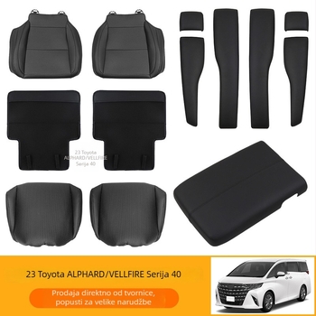 Botu ABS unutrašnji dodaci za Toyota Alphard/Vellfire 40 Series – jastučice za zaštitu sjedala i poklopci pretinca za naslon za ruku (0120y-rk, umjetna koža)