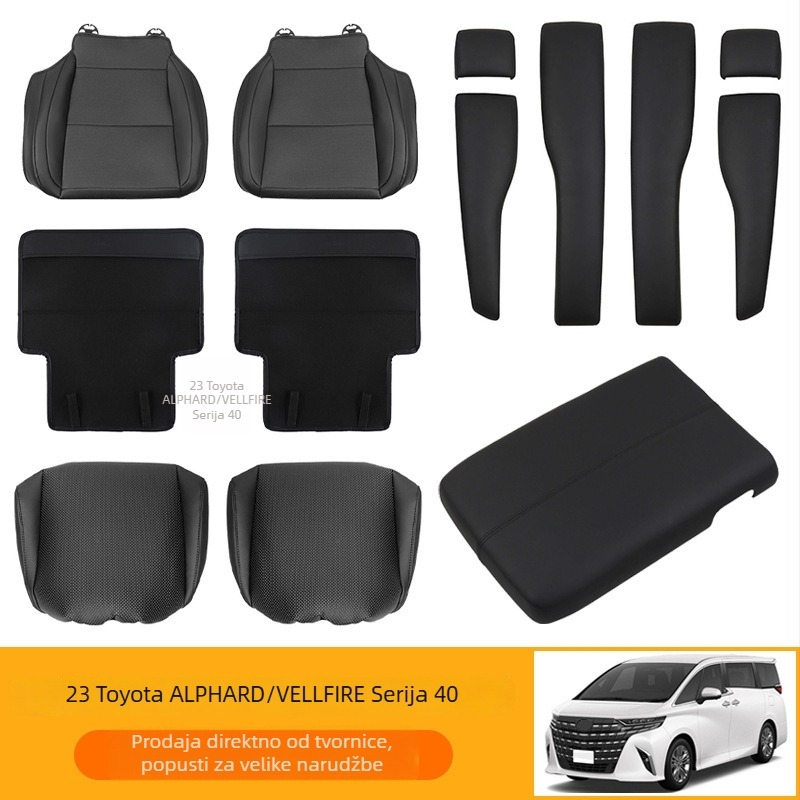 Botu ABS unutrašnji dodaci za Toyota Alphard/Vellfire 40 Series – jastučice za zaštitu sjedala i poklopci pretinca za naslon za ruku (0120y-rk, umjetna koža)