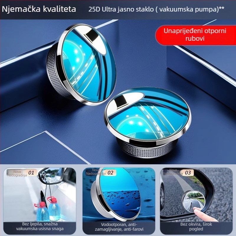 Mairichi Dodatak za automobil – kružno ogledalo za mrtvi kut, 360° panoramski široki ugao, pričvršćivanje vakuumskom čašom