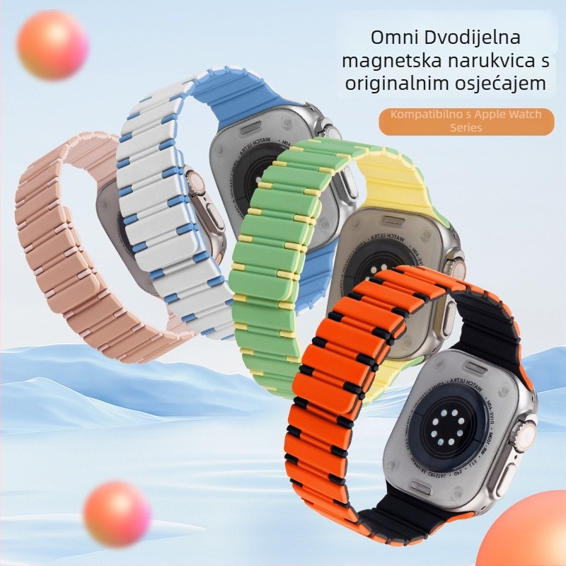 Silikonasti magnetski remen za Apple Watch, veličine 42/44/45/49 mm, kompatibilan s Apple Watch Ultra 2