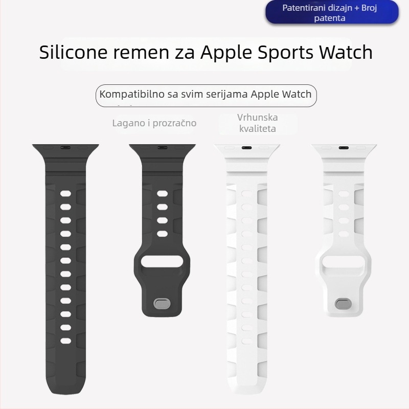Silicijska narukvica za Apple Watch – prozračna, upija znoj, kompatibilna sa serijama 1–8 i Ultra