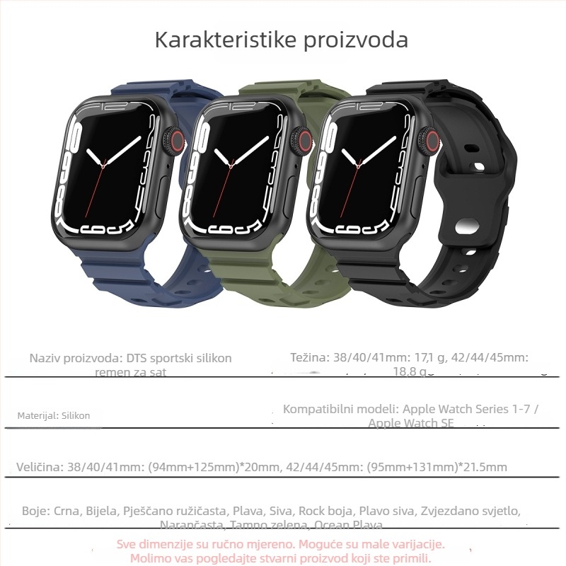 Silicijska narukvica za Apple Watch – prozračna, upija znoj, kompatibilna sa serijama 1–8 i Ultra
