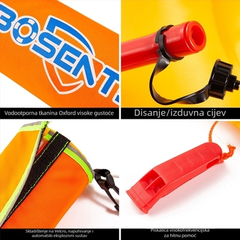 Automatski nadujući automobilni spasi prsten s razbijačem prozora i čekićem, prijenosno sredstvo za spašavanje vozila