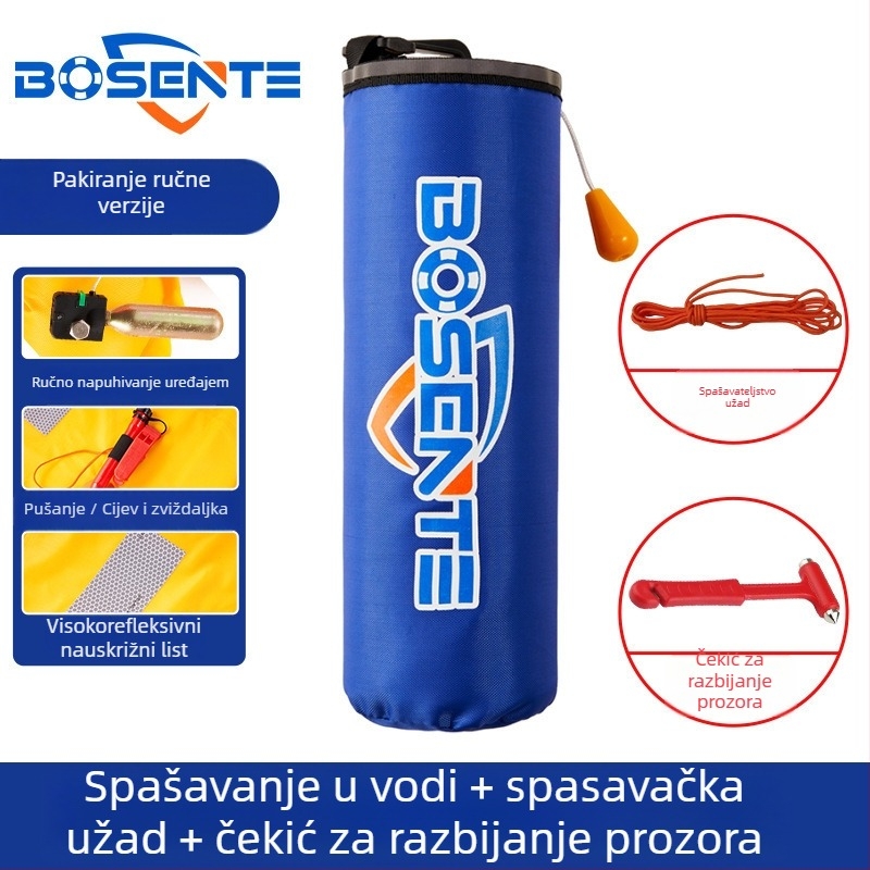 Automatski nadujući automobilni spasi prsten s razbijačem prozora i čekićem, prijenosno sredstvo za spašavanje vozila