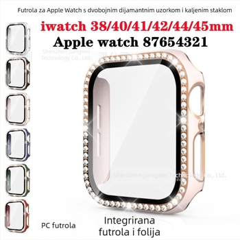 Kryt Apple Watch s dvobojnim laser graviranjem i jednim dijamantom, s integriranim PC kućištem i zaštitnim filmom za zaslon