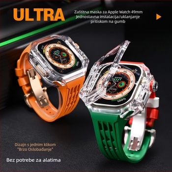Ochrambeni kućište za Apple Watch s integriranim silikonim kaišem i kopčom tip leptir, kućište od polikarbonata, 20 mm sučelje, kompatibilno s Apple Watch Ultra (1/2)