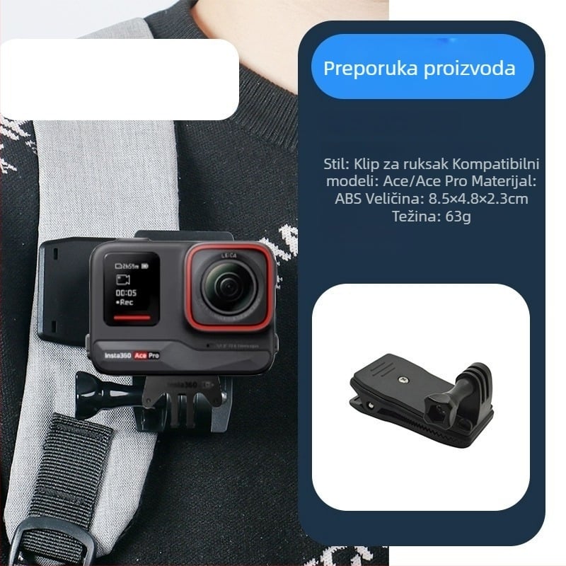 Dodatna oprema za kameru Insta360 Ace Pro 2 – kaiš za glavu, kaiš za prsa, klip za ruksak, nosač za motocikl