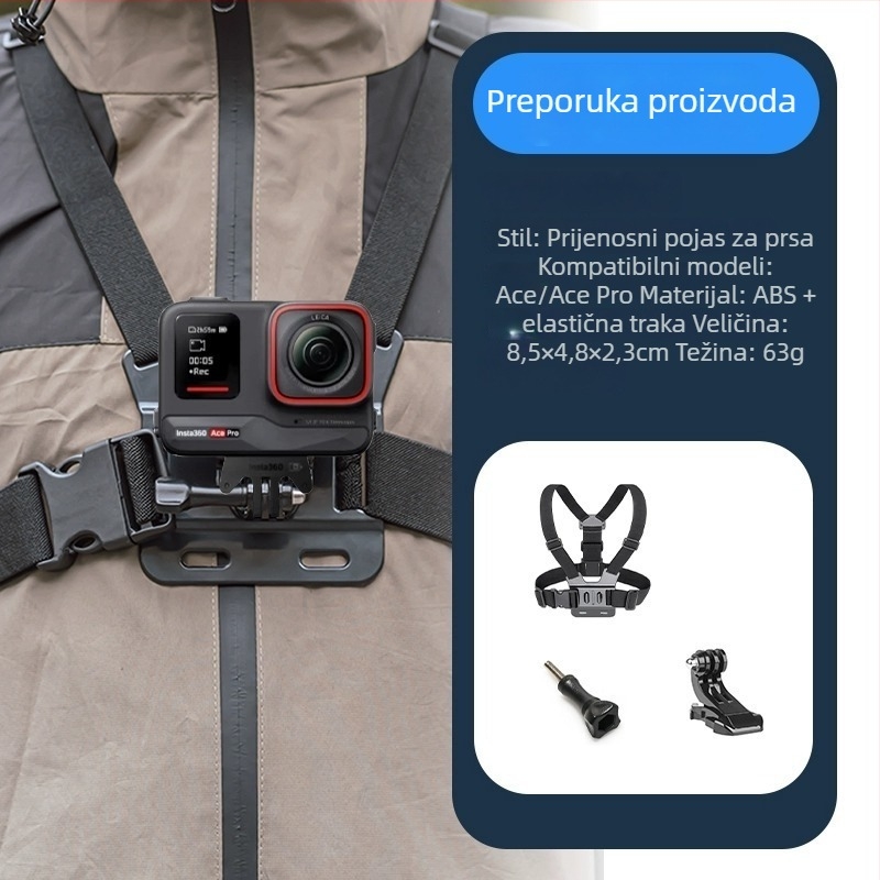 Dodatna oprema za kameru Insta360 Ace Pro 2 – kaiš za glavu, kaiš za prsa, klip za ruksak, nosač za motocikl