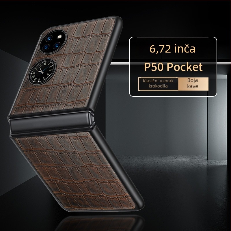 Pocket2 fut Huawei P50s, preklopna zaštita od prave kože s liči uzorkom